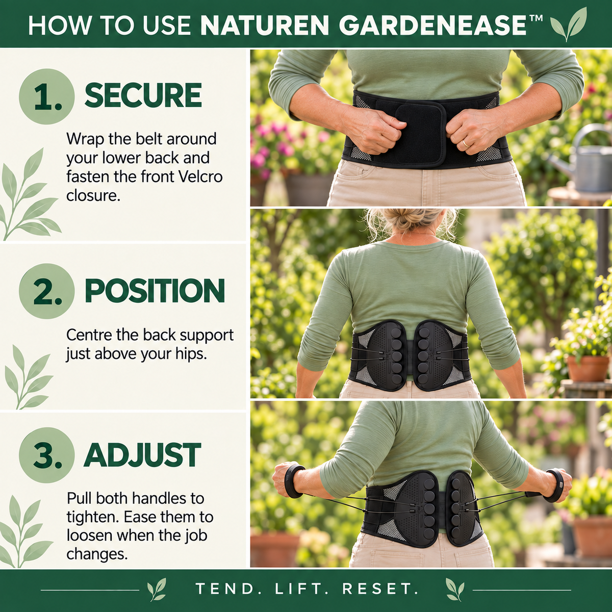 Naturen Comfort Belt - Adjustable Belt for Easy Gardening